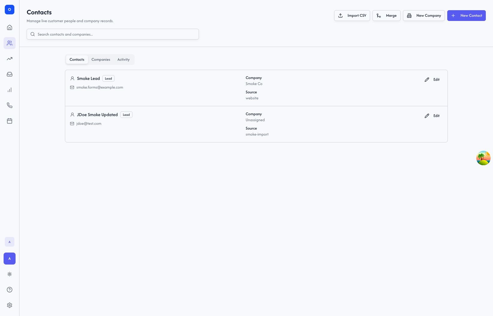 Targeta contacts list