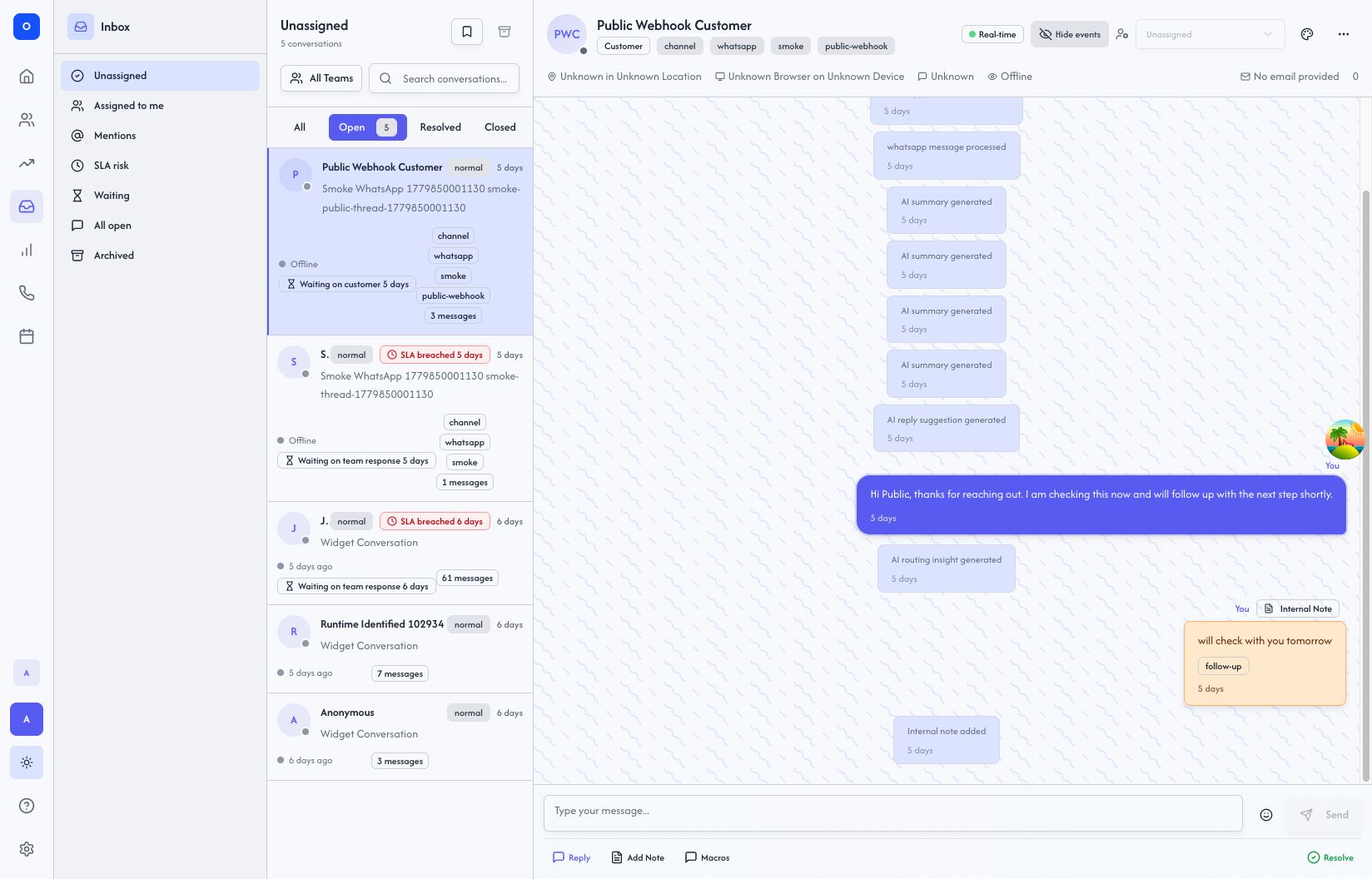 Targeta inbox conversation workspace